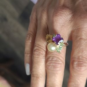 14kt South Sea Pearl and Multigemstone Ring